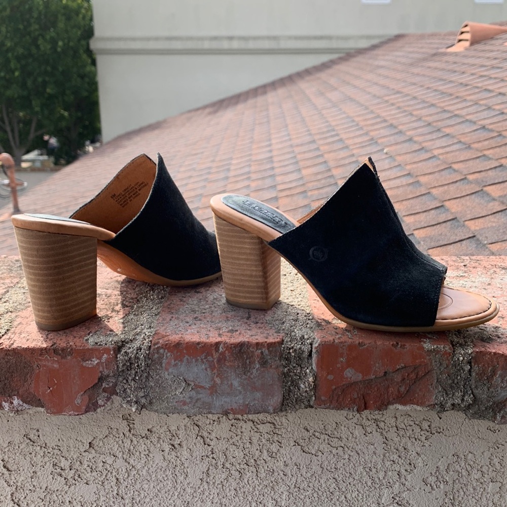 Born Slip-On Mule Sandals Black Suede